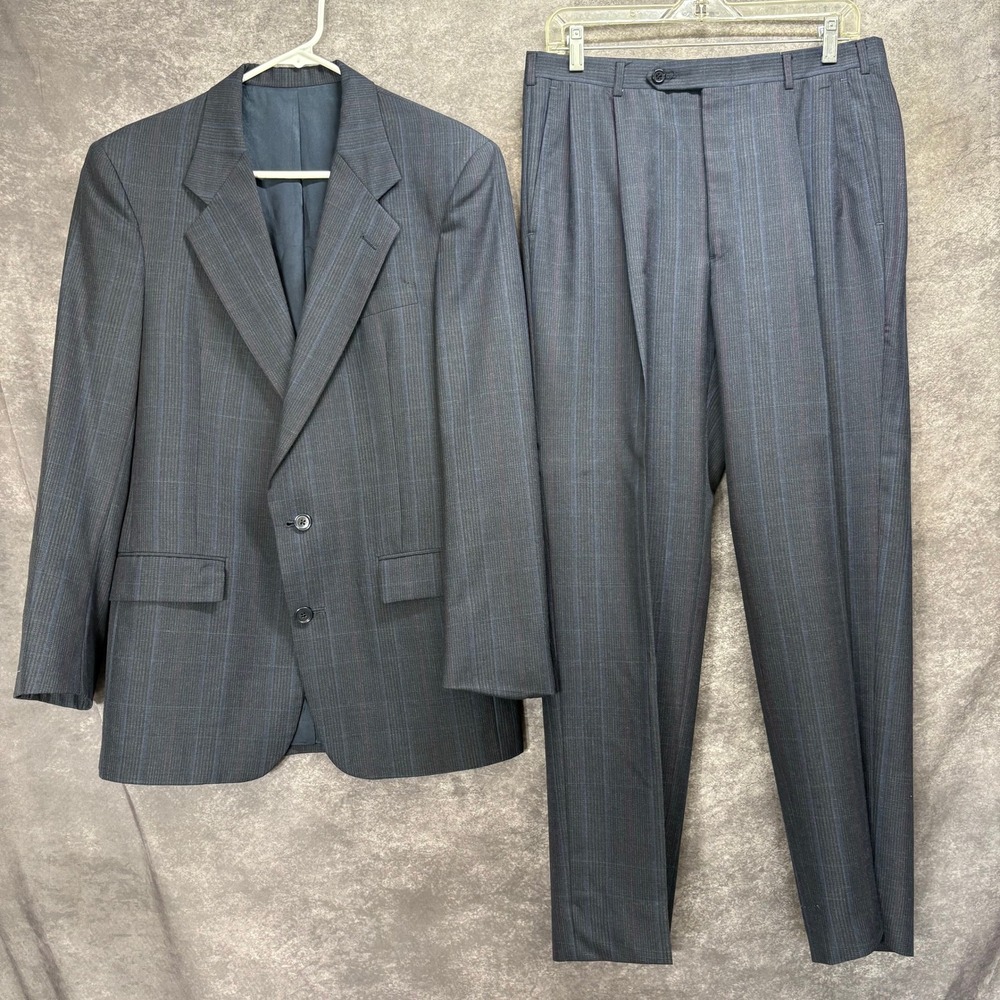 Vintage Christian Dior Monsieur Navy Glen Plaid 2 Piece Suit Size 39R Old Money